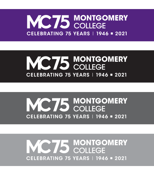 MC’s left-aligned 75th anniversary logo with the tagline is placed against purple, black, dark gray, and medium gray backgrounds.