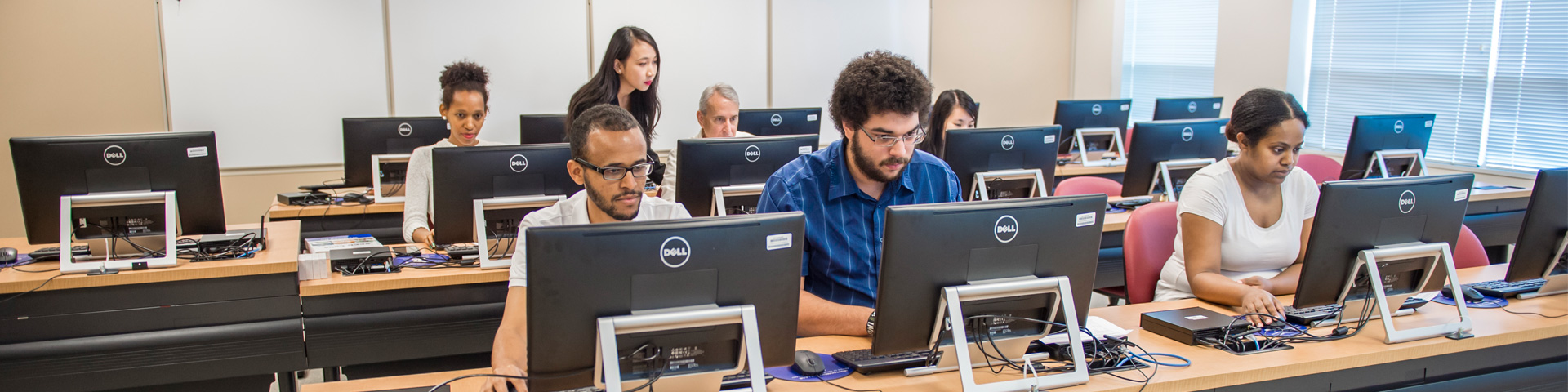 Students working at computers 