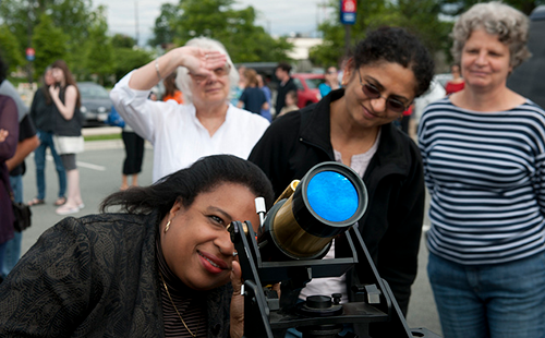 Students viewing the eclipse